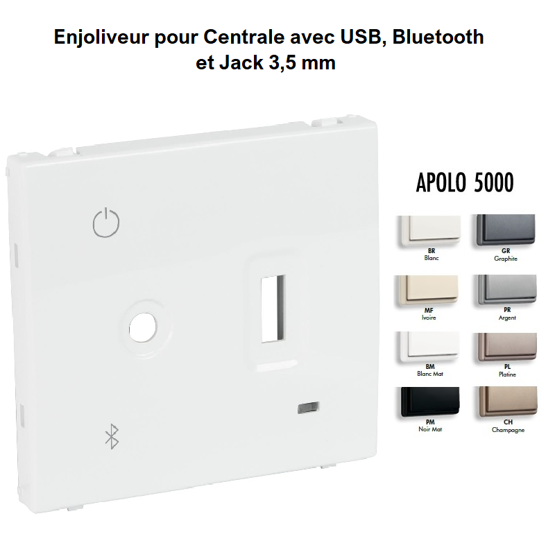 Enjoliveur pour centrale avec USB Bluetooth et Jack APOLO 5000