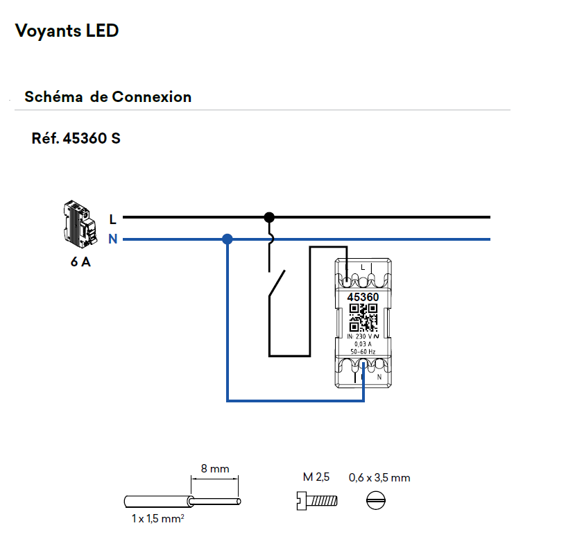 Voyant 45360 Schéma de connexion