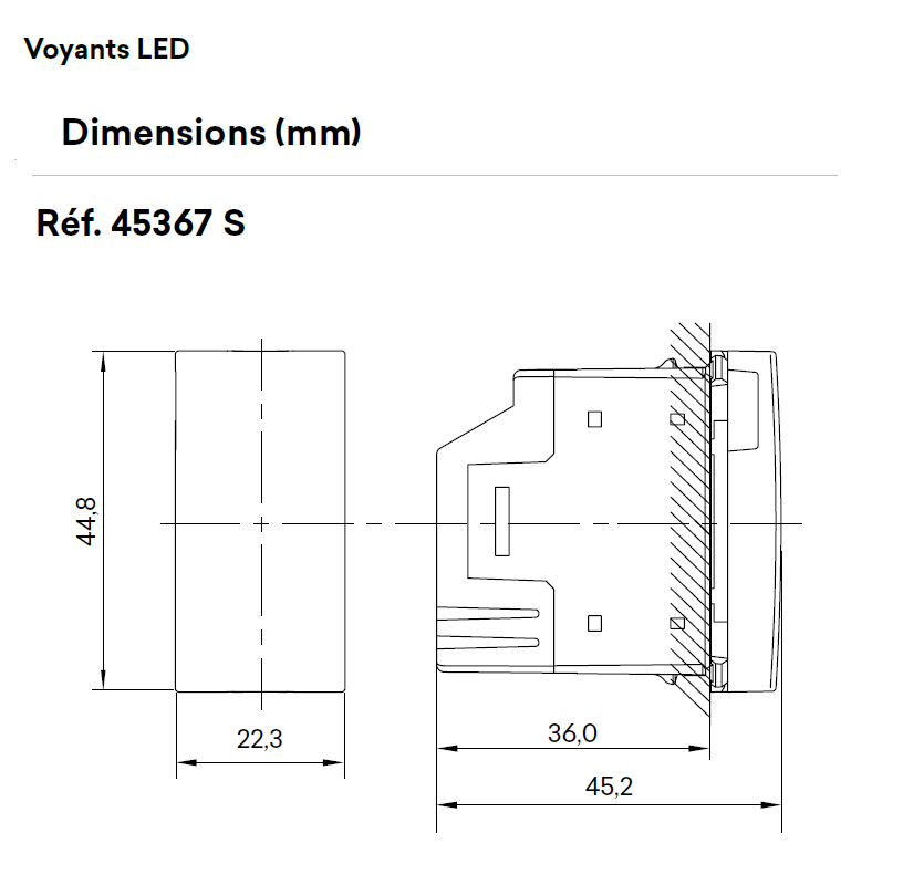 Voyant 45367 Dimensions