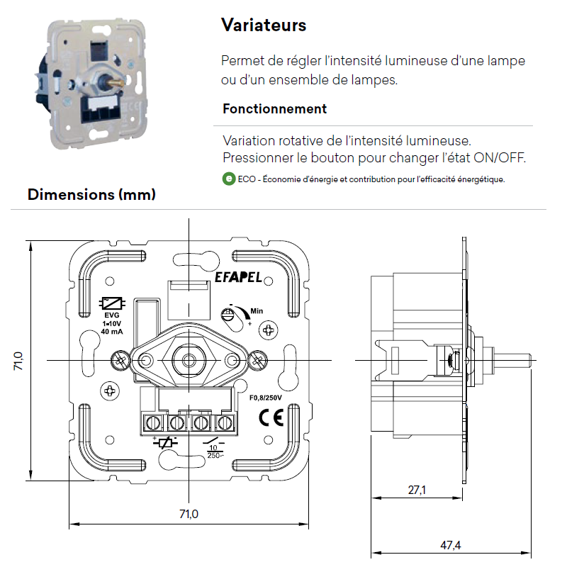 Variateurs caractéristiques