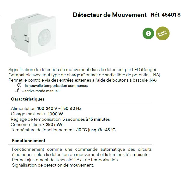 45401 Caractéristiques