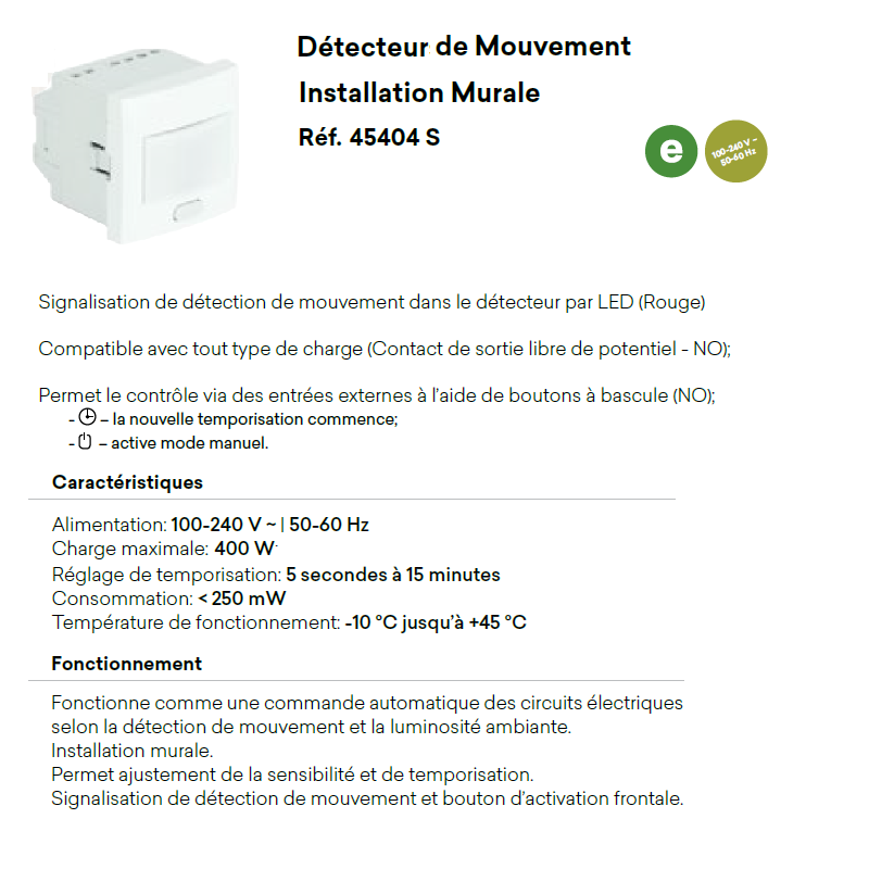 45404 Caractéristiques