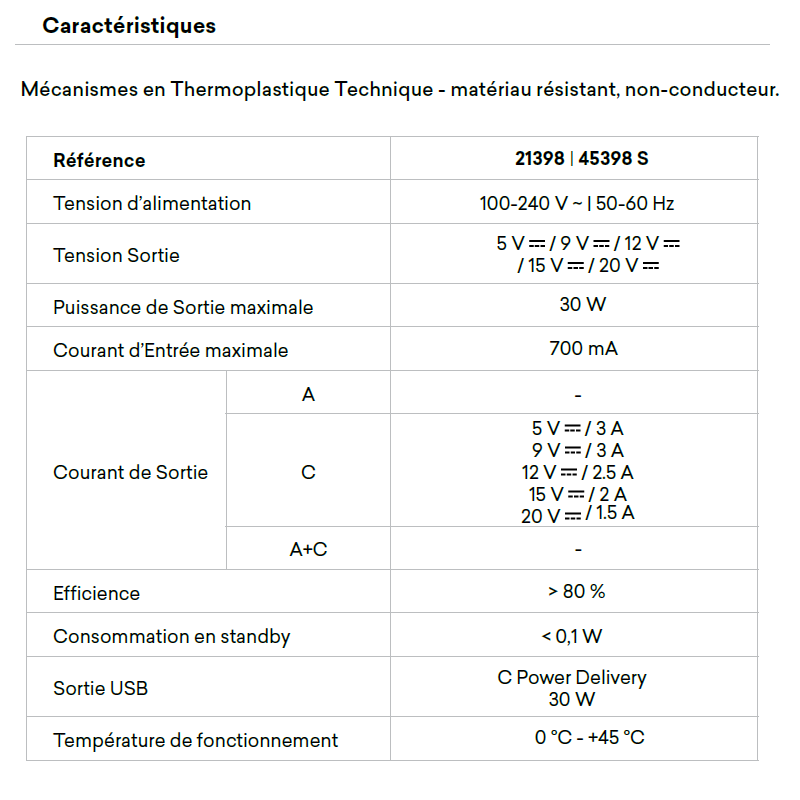 21398 45398 Caractéristiques