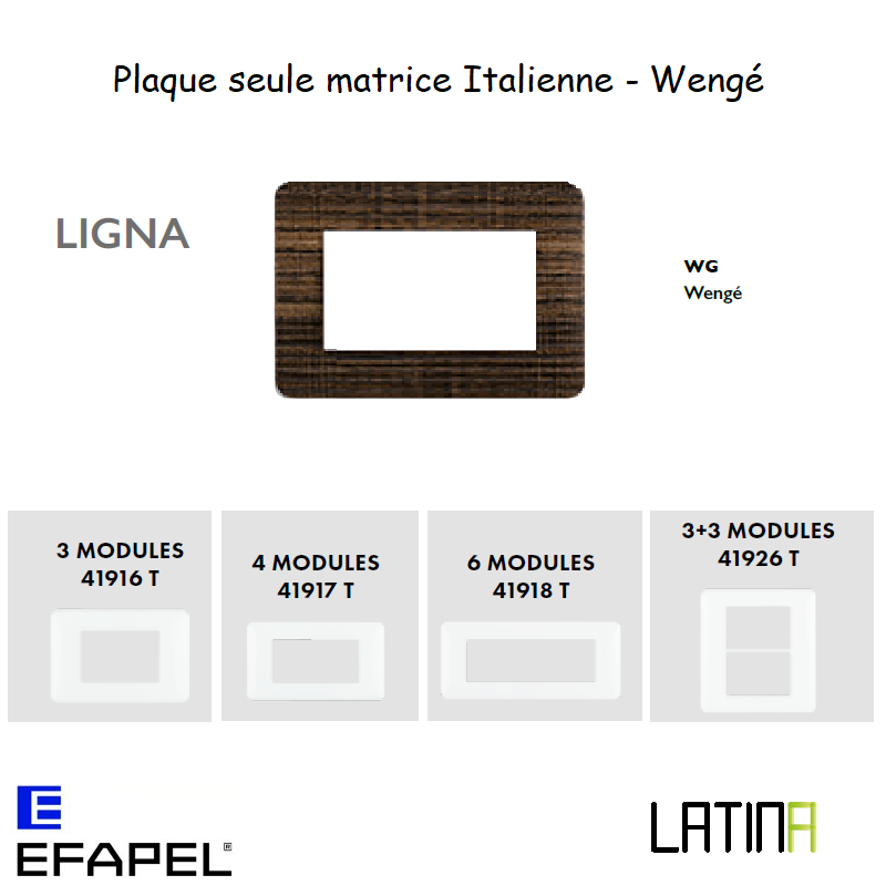 Plaque ligna matrice italienne 41916TWG 41917TWG 42918TWG 42926TWG Wengé