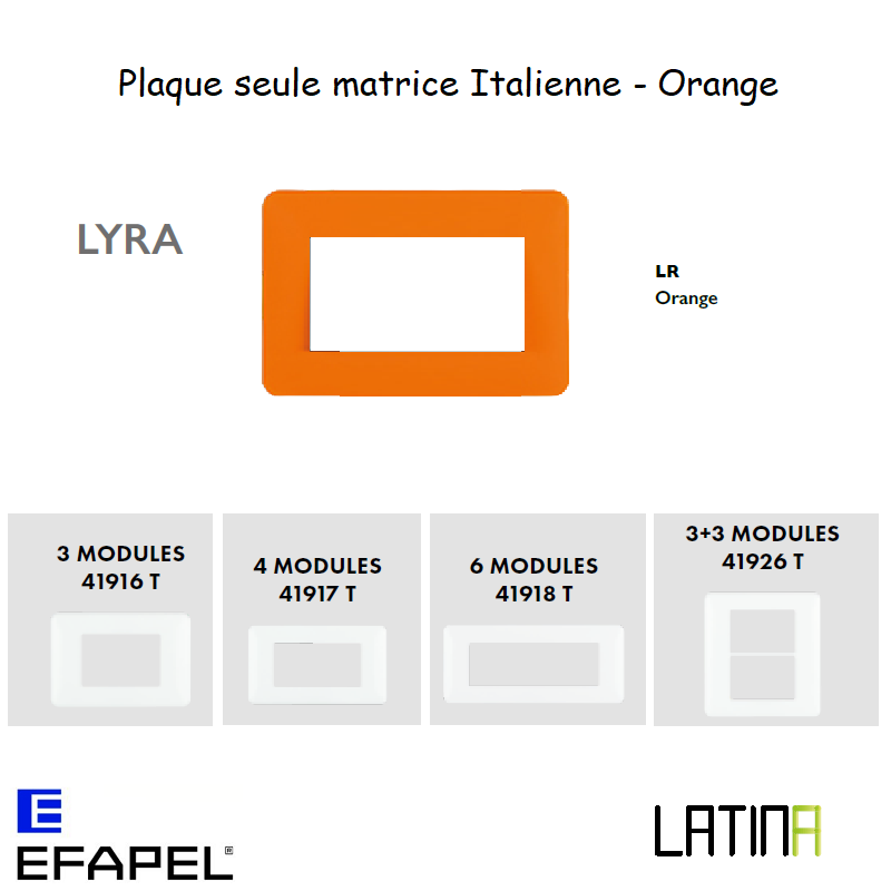 Plaque lyra matrice italienne 41916TLR 42917TLR 42918TLR 42926TLR Orange