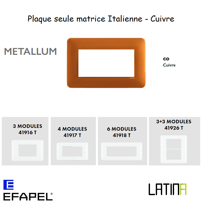 Plaque metallum matrice italienne 41916TCO 41917TCO 42918TCO 42926TCO Cuivre
