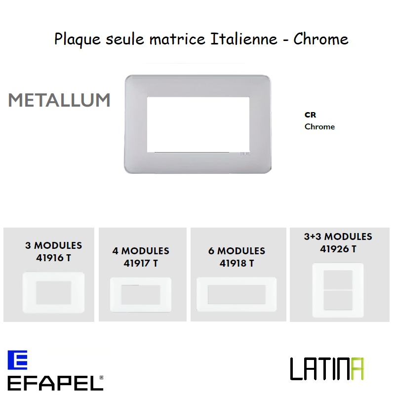 Plaque metallum matrice italienne 41916TCR 41917TCR 42918TCR 42926TCR Chrome
