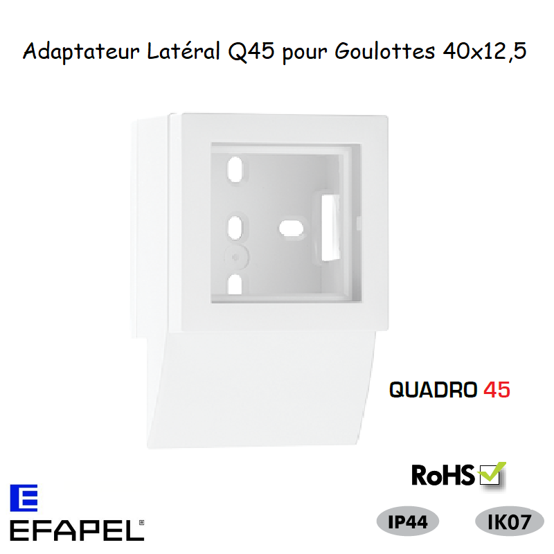 Adaptateur latéral série Quadro 45 pour goulotte série 10 Moulures 10965