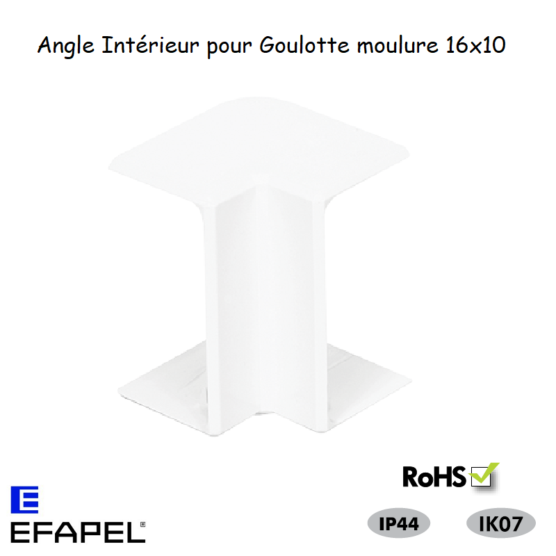 Angle Intérieur pour goulotte série 10 Moulures 16x10 10022ABR