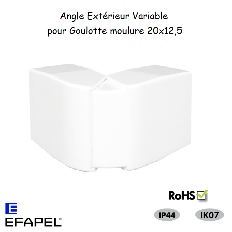 Angle extérieur variable pour goulotte série 10 Moulures 20x12,5 10036ABR