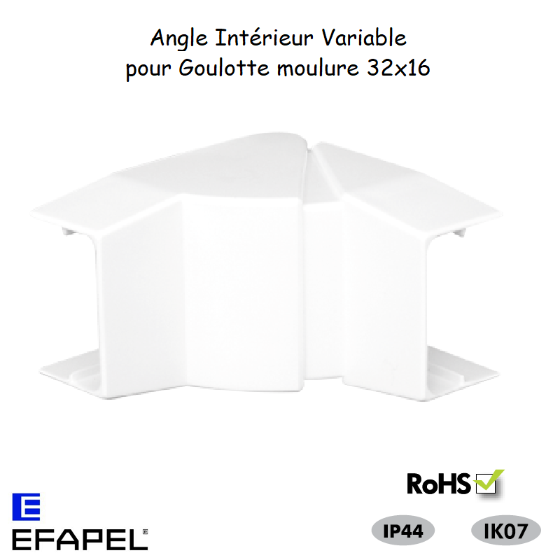Angle Intérieur variable pour goulotte série 10 Moulures 32x16 10042ABR