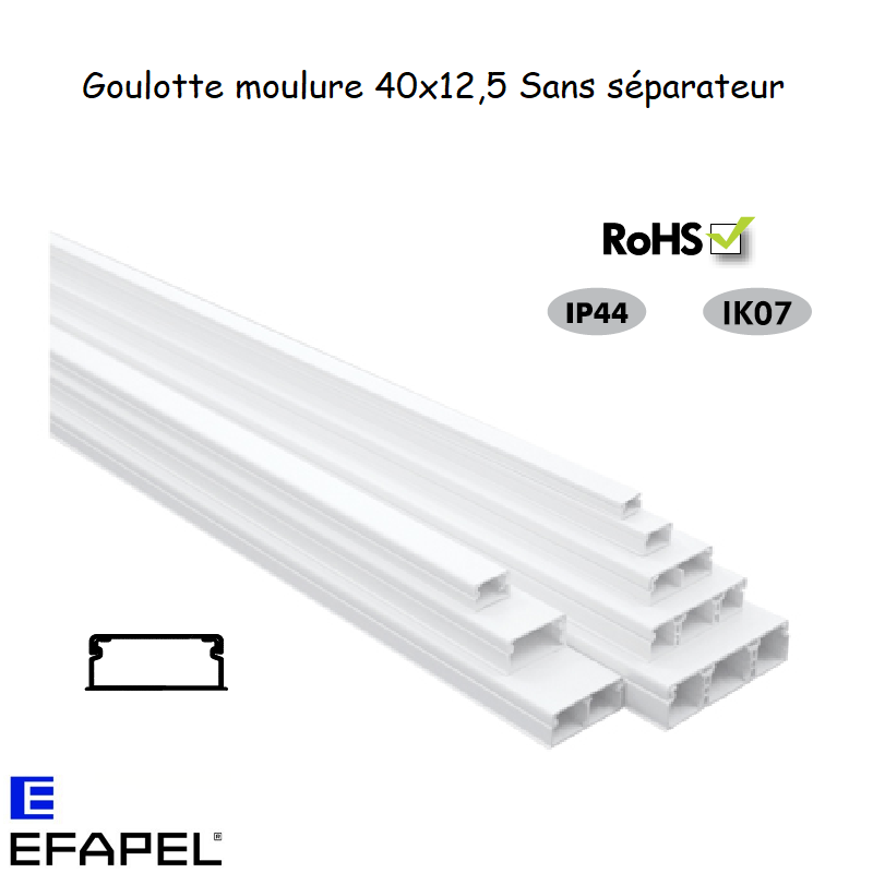 Goulotte moulure 40x12,5 SANS SEPARATEUR 10150