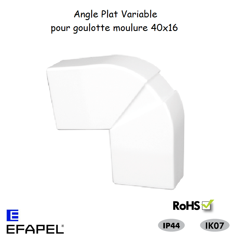Angle plat variable pour goulotte série 10 Moulures 40x16 10063ABR