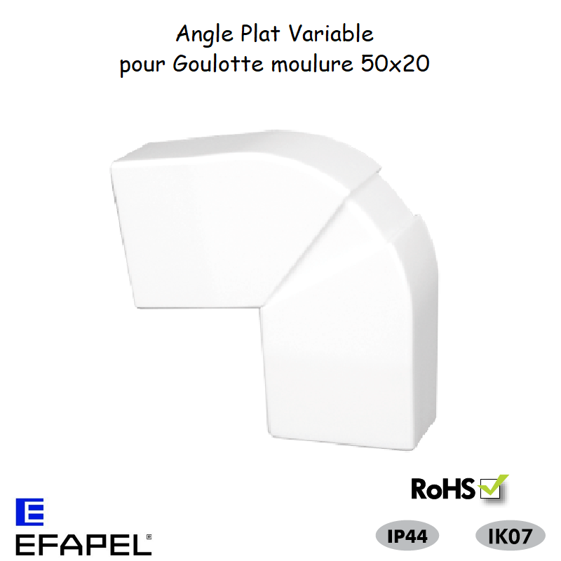 Angle plat variable pour goulotte série 10 Moulures 50x20 10503ABR