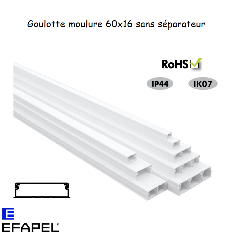 Goulotte moulure 60x16 sasn séparateur 10170