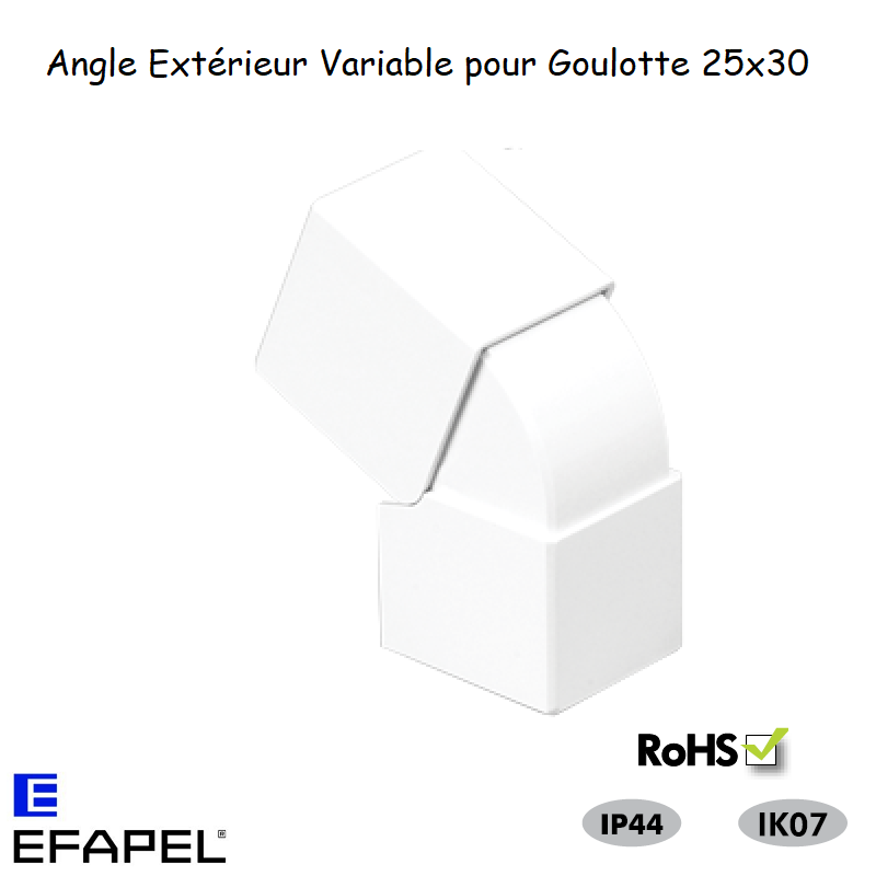 Angle extérieur variable pour goulotte série 13 25x30 13016
