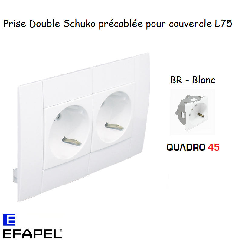 Prise de courant schuko modulaire double inclinée 45° 4 modules Quadro 45240CBR