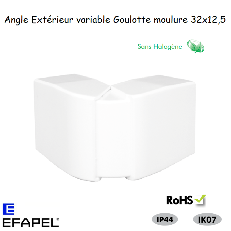 Angle extérieur variable pour goulotte série 10 Moulures sans halogènes 32x12,5 10406GBR