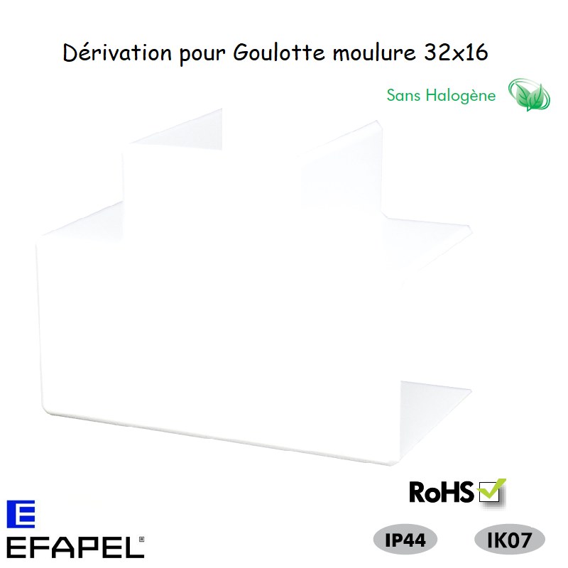 Dérivation pour goulotte série 10 Moulures sans halogènes 32x16 10041GBR