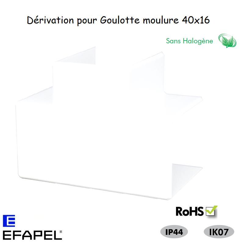 Dérivation pour goulotte série 10 Moulures sans halogènes 40x16 10061GBR
