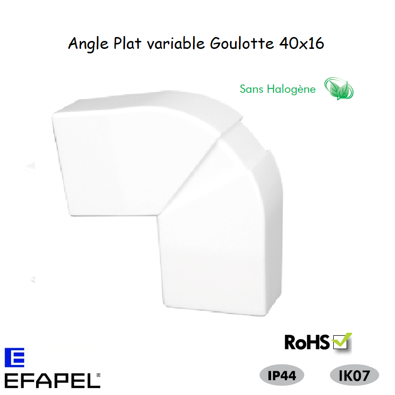 Angle plat variable pour goulotte série 10 Moulures sans halogènes 40x16 10063GBR