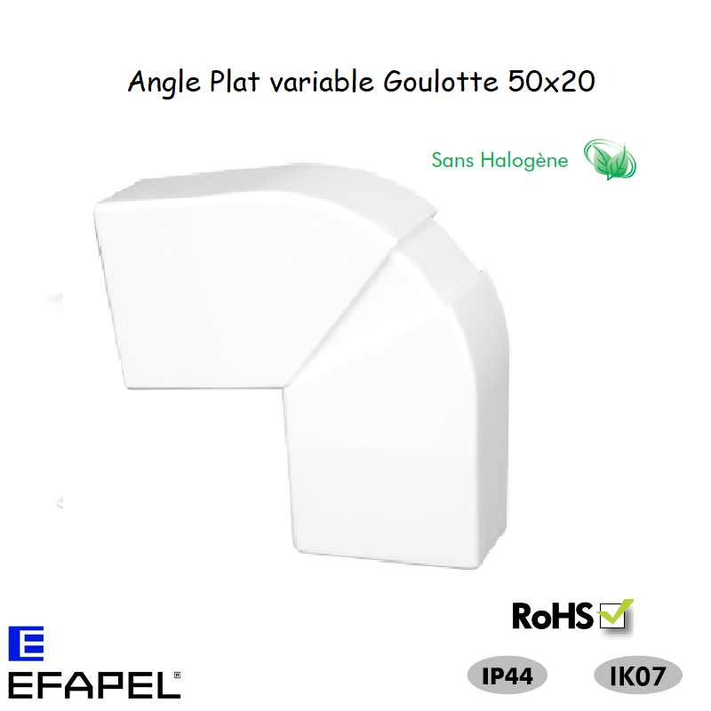 Angle plat variable pour goulotte série 10 Moulures sans halogènes 50x20 10503GBR