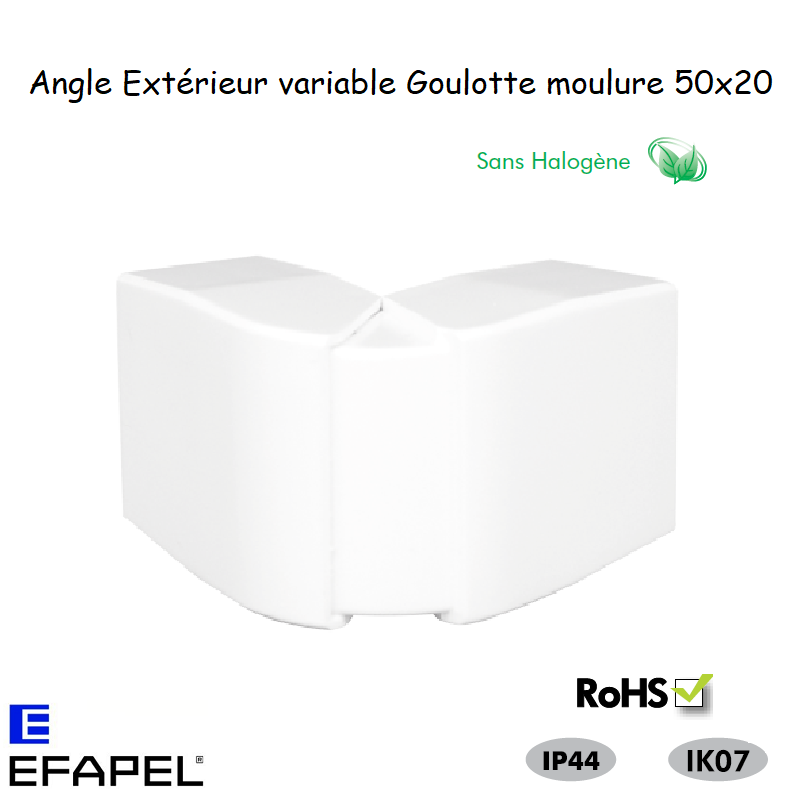 Angle extérieur variable pour goulotte série 10 Moulures sans halogènes 50x20 10506GBR