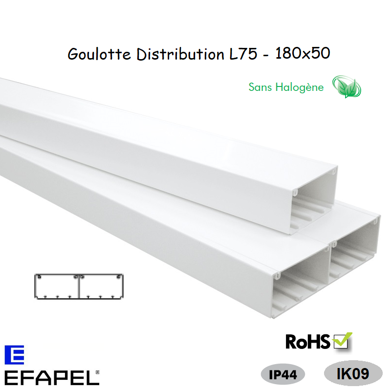 Goulotte distribution sans halogène 180x50 10290HBR