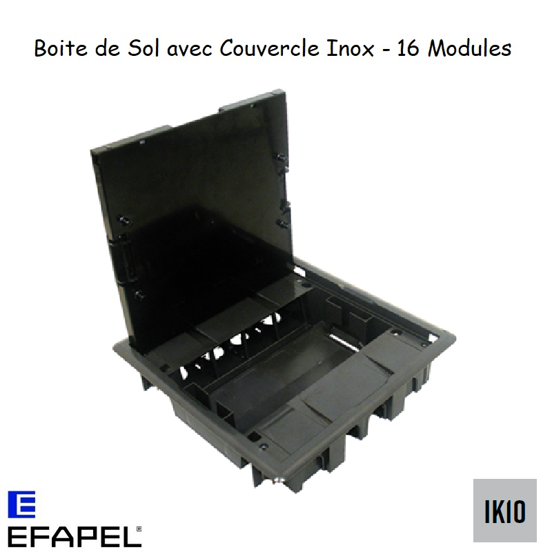 Boite de sol 16 modules couvercle inox Anthracite 83008CI