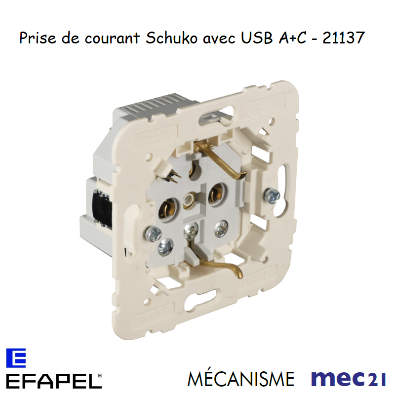 Prise de courant schuko avec usb mec 21137