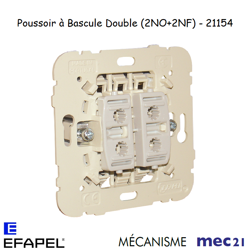 Mécanisme poussoir à bascule double 2NO+2NF mec 21154