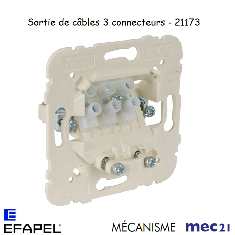 Mécanisme sortie de cable 3 connecteurs mec 21173