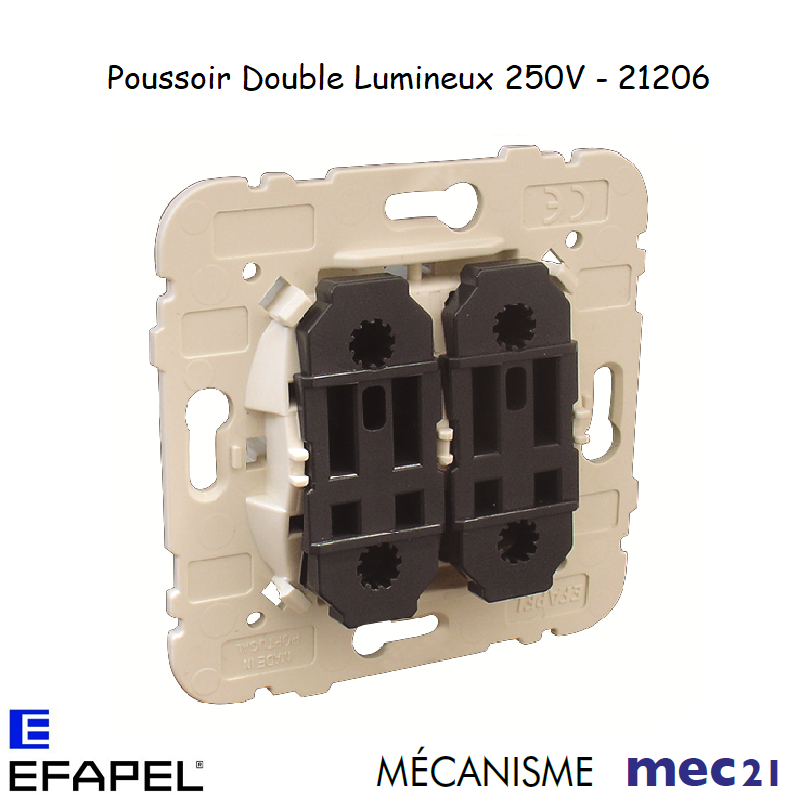 Mécanisme poussoir double lumineux mec 21206