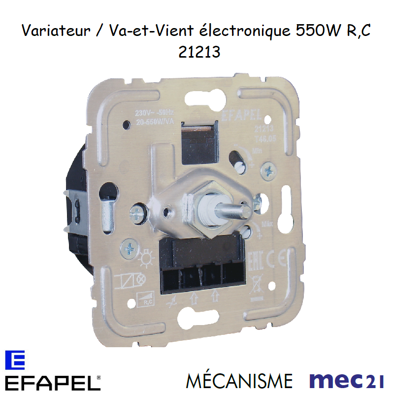 Mécanisme variateur va-et-vient électronique 550W R,C mec 21213