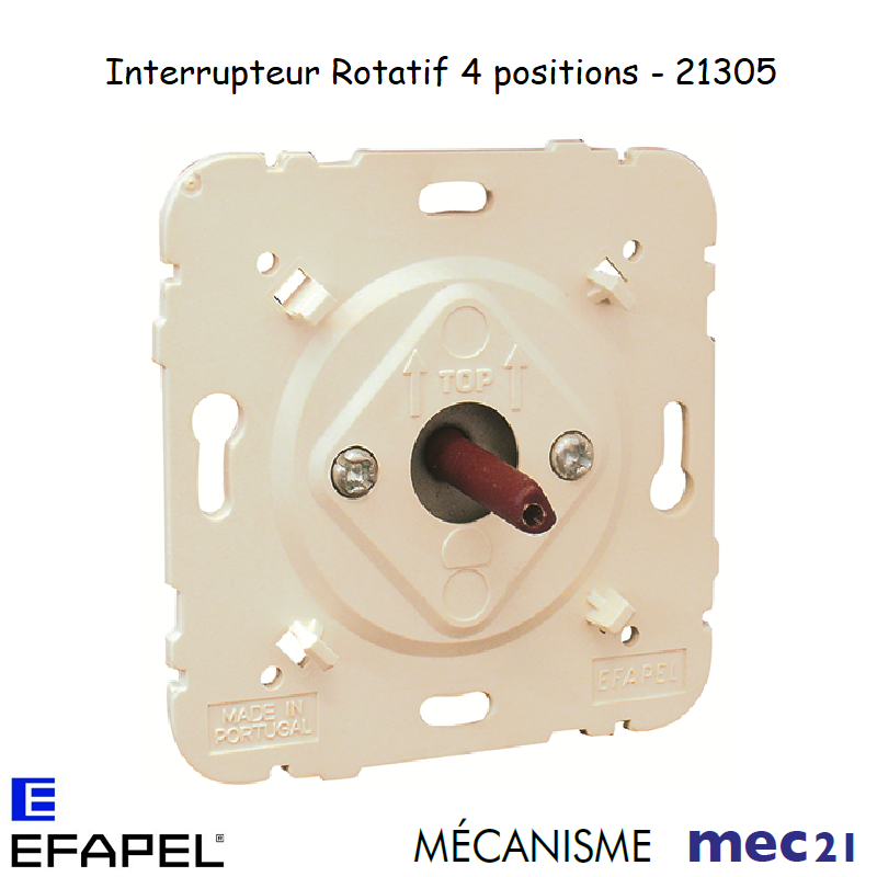 Mécanisme interrupteur rotatif 4 positions mec 21305