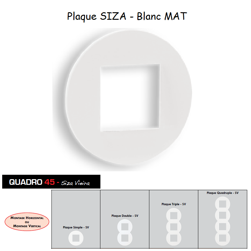 Plaque Quadro45 Siza Vieira Ronde Blanc MAT 45911TBM