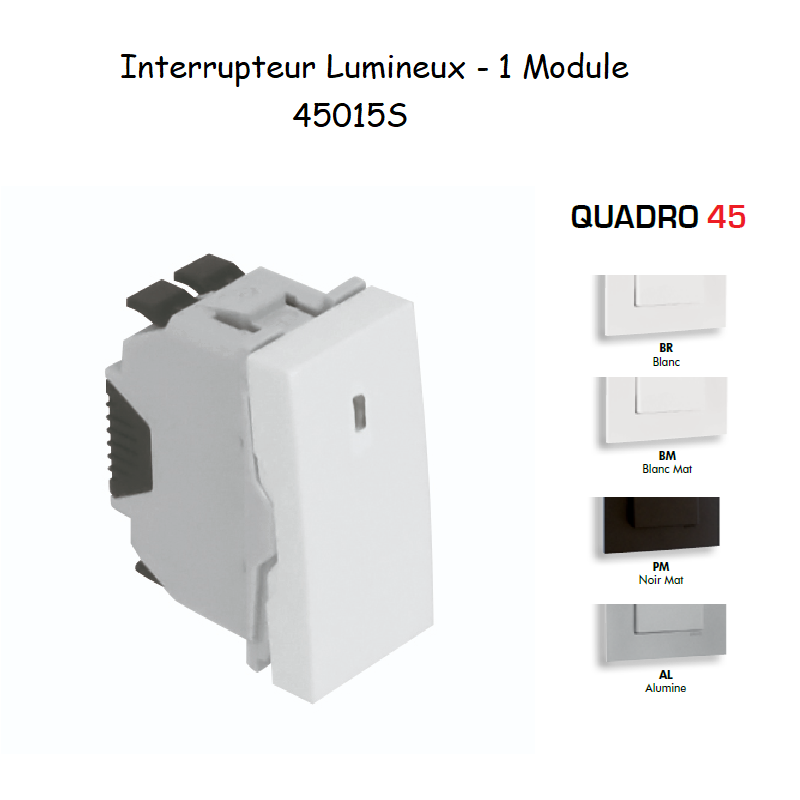 Interrupteur Lumineux 1 module Quadro 45015S