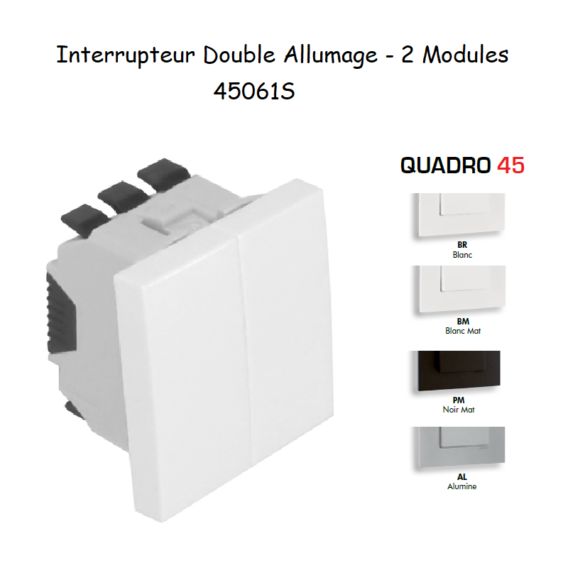Interrupteur double allumage 2 modules Quadro 45061S