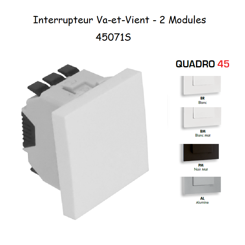 Interrupteur va et vient 2 modules Quadro 45071S