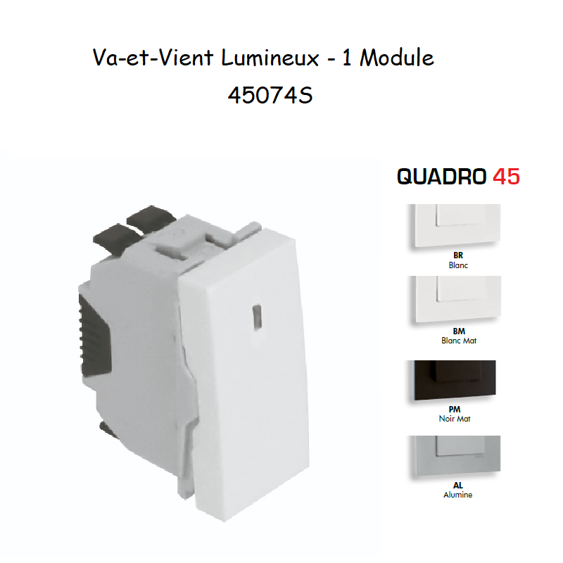 Va-et-Vient lumineux 1 module Quadro 45074S