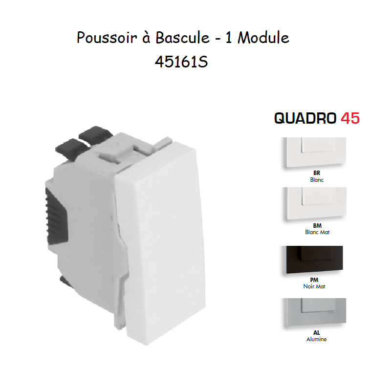 Poussoir à bascule 1 module Quadro 45161S
