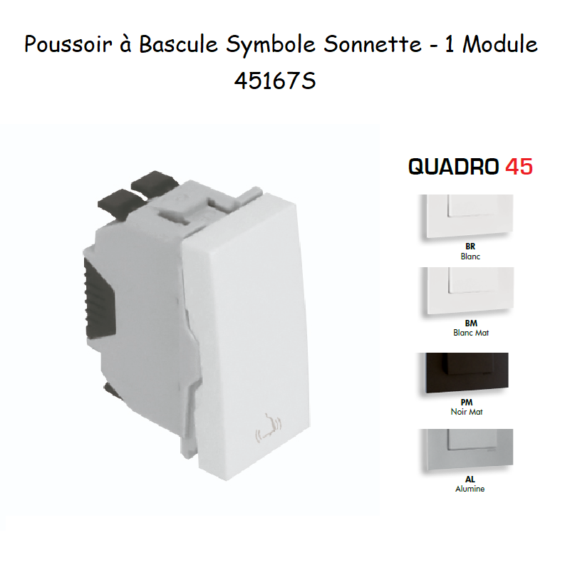 Poussoir à bascule avec symbole sonnette 1 module Quadro 45167S