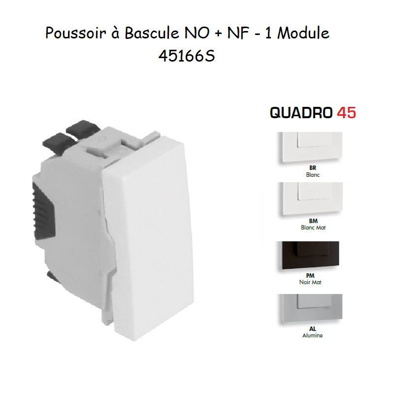 Poussoir à bascule NO+NF 1 module Quadro 45166S