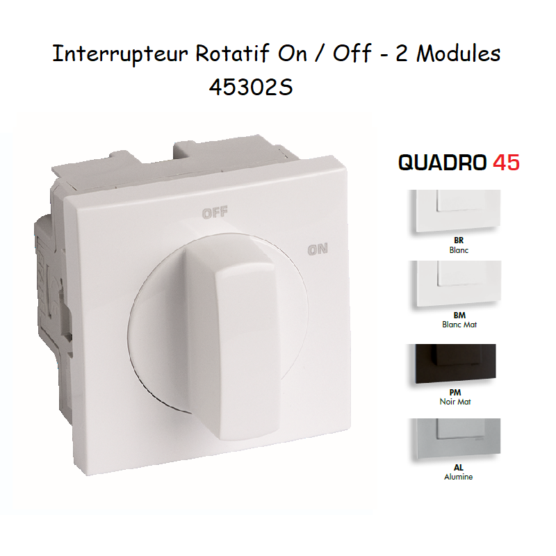 Interrupteur Rotatif - 2 Modules Quadro 45302S