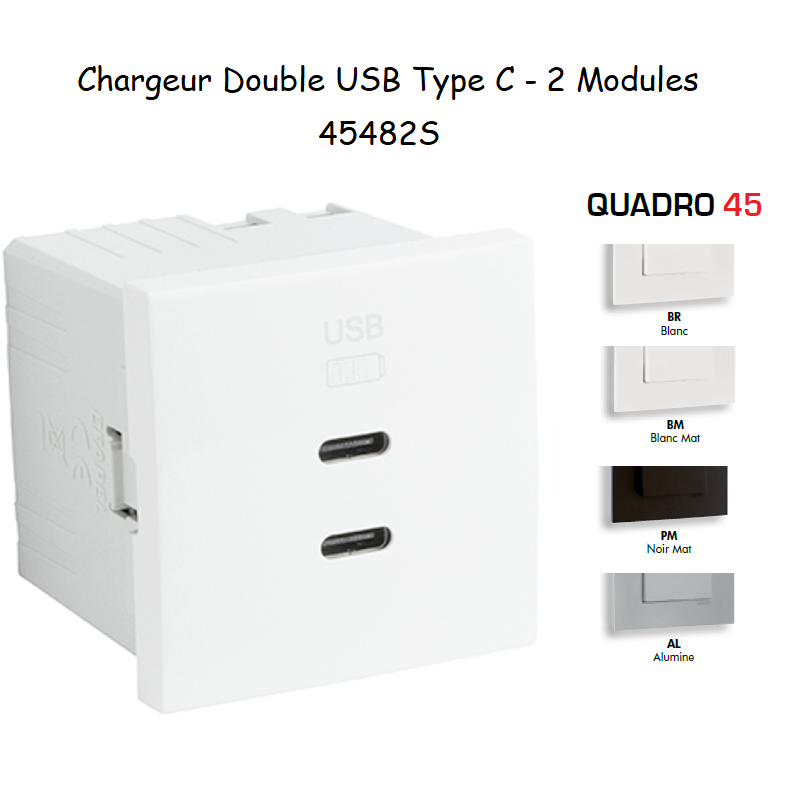 Chargeur Double USB Type C - 2 Modules 454382S