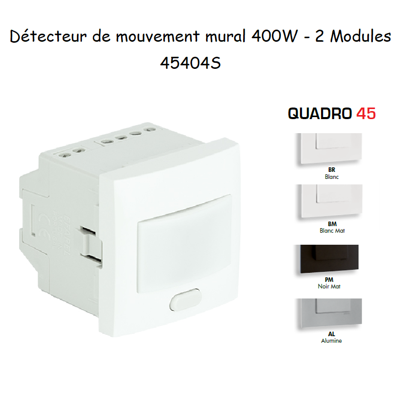 Détecteur de mouvement insatllation murale 400W 2 modules Quadro 45404S
