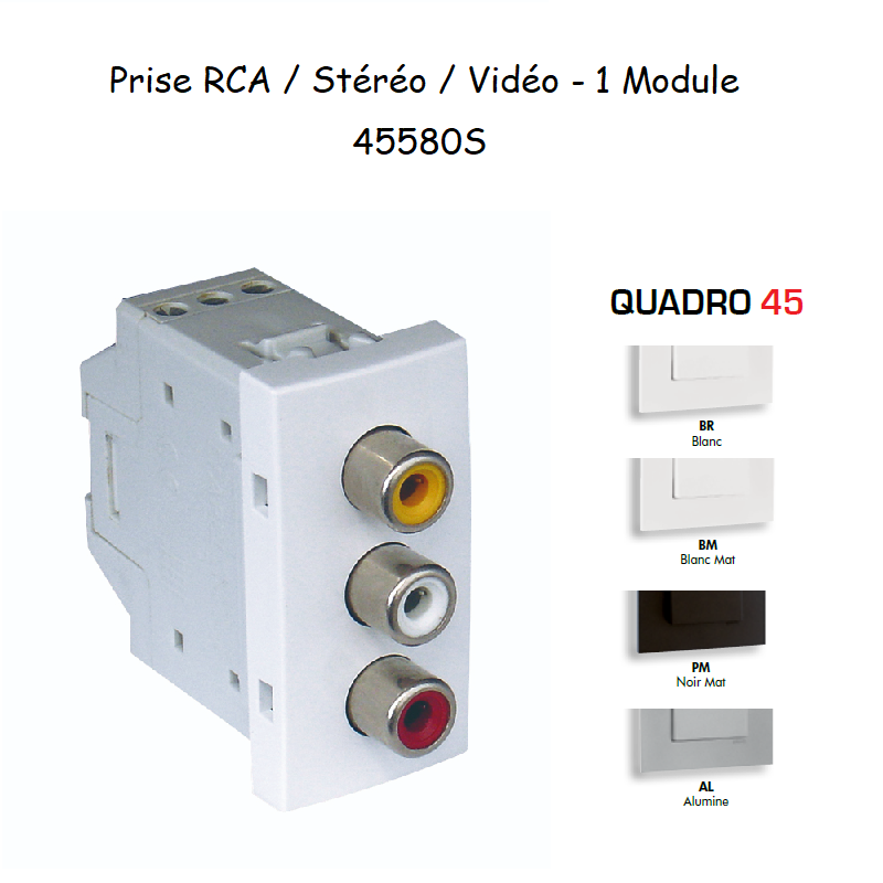 Prise RCA Stéréo Vidéo Quadro 45580S