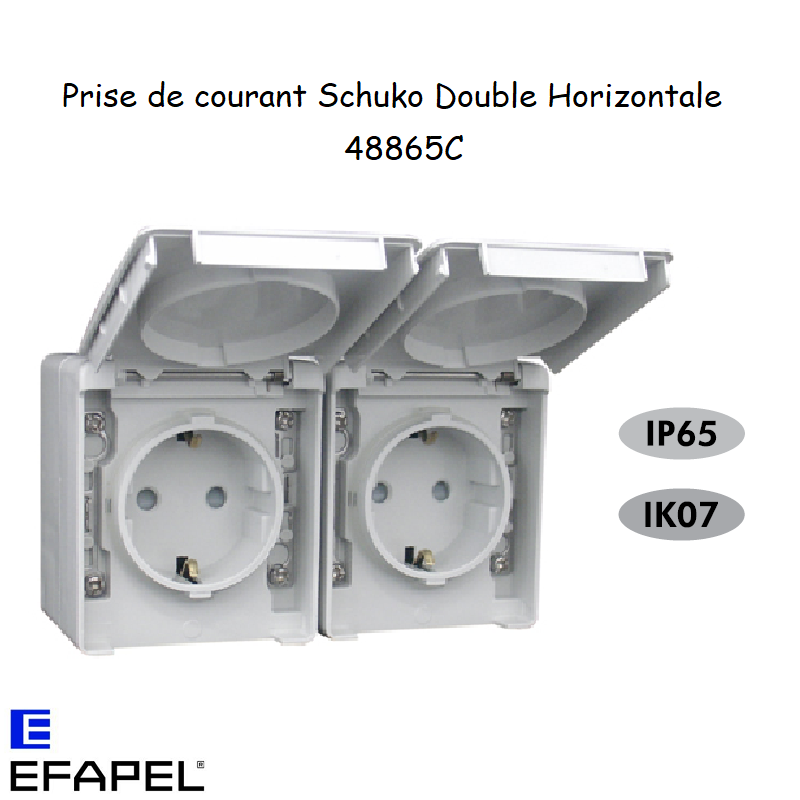 Prise double de courant Schuko Etanche 48 EFAPEL 48865CCZ