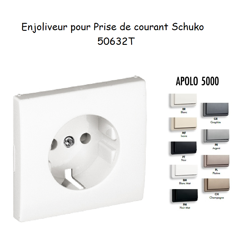 Enjoliveur pour prise de courant schuko APOLO5000 50632T