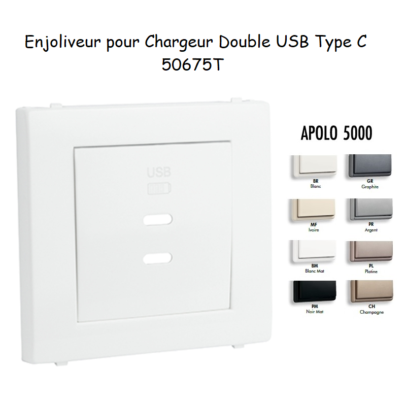 Enjoliveur pour Chargeur Double USB Type C 50675T